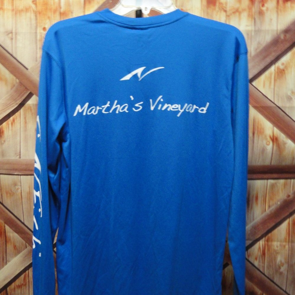 Martha’s Vineyard Vapor apparel Fin FIsh Spell out sleeve Fishing shirt~… - Picture 3 of 4